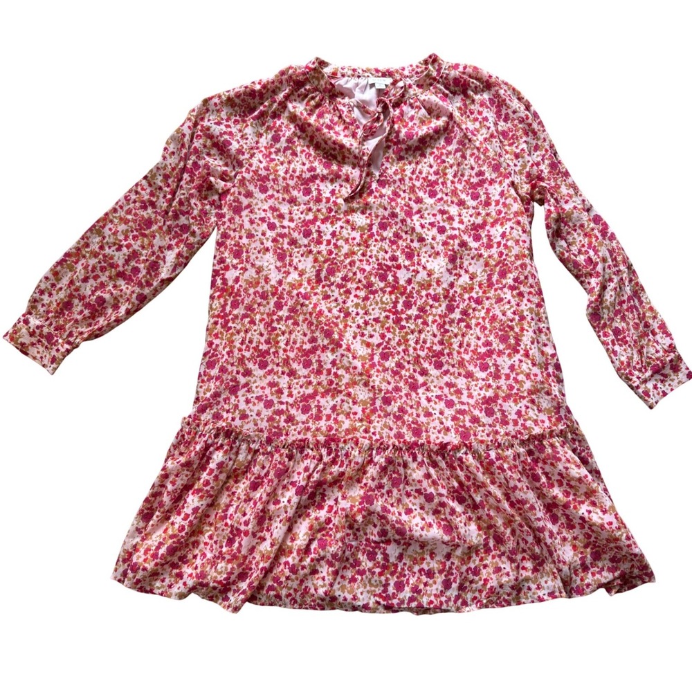 J.Crew Pink Floral Ruffle Hem Mini Dress Womens Medium Cottagecore